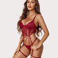 4 Piece Garter Floral Lace Bra and Panty Sets
