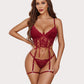 4 Piece Garter Floral Lace Bra and Panty Sets