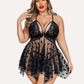 Plus Size Lace Front Slit Nightdress