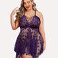 Plus Size Lace Front Slit Nightdress