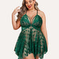 Plus Size Lace Front Slit Nightdress