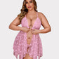 Plus Size Lace Front Slit Nightdress