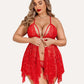 Plus Size Lace Front Slit Nightdress