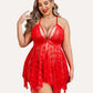 Plus Size Lace Front Slit Nightdress