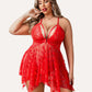 Plus Size Lace Front Slit Nightdress