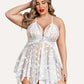 Plus Size Lace Front Slit Nightdress