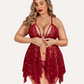 Plus Size Lace Front Slit Nightdress