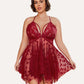 Plus Size Lace Front Slit Nightdress