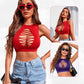 Fishnet Top Cut Out Crop Tank Top