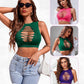Fishnet Top Cut Out Crop Tank Top