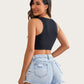 Fishnet Top Cut Out Crop Tank Top