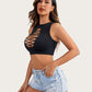 Fishnet Top Cut Out Crop Tank Top