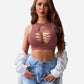 Fishnet Top Cut Out Crop Tank Top