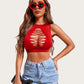 Fishnet Top Cut Out Crop Tank Top