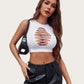 Fishnet Top Cut Out Crop Tank Top