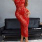 Sexy Floral Lace Mesh See-through Long Camisole Nightgown
