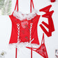 Sexy Christmas Lace Mesh Sheer Lingerie Set with Stockings