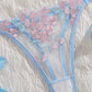 Sexy Flower Embroidered Mesh Lace Gathered Bra Set