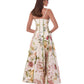 Cream Floral Corset Bustier Midi Dress