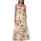 Cream Floral Corset Bustier Midi Dress