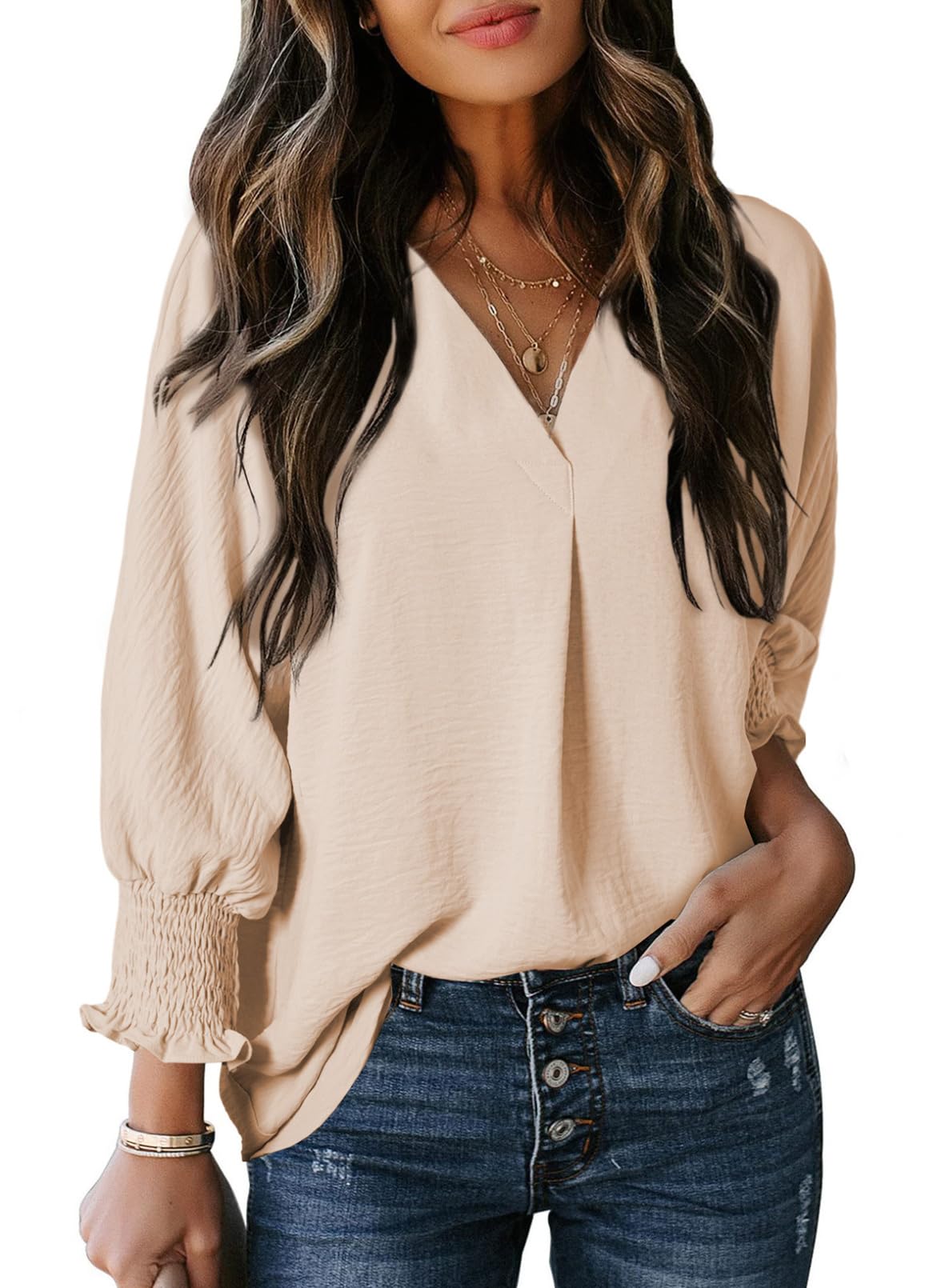 Limited time sale 🔥Womens Casual 3/4 Sleeve V Neck Loose Fit Basic Tees (BUY 3 FREE SHIPPING)