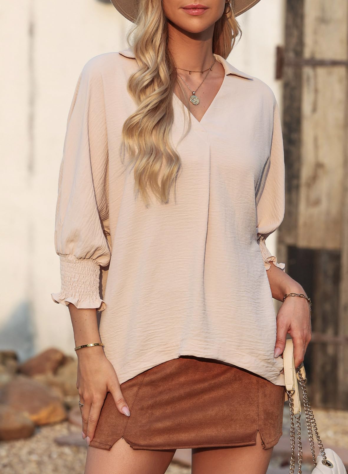 Limited time sale 🔥Womens Casual 3/4 Sleeve V Neck Loose Fit Basic Tees (BUY 3 FREE SHIPPING)