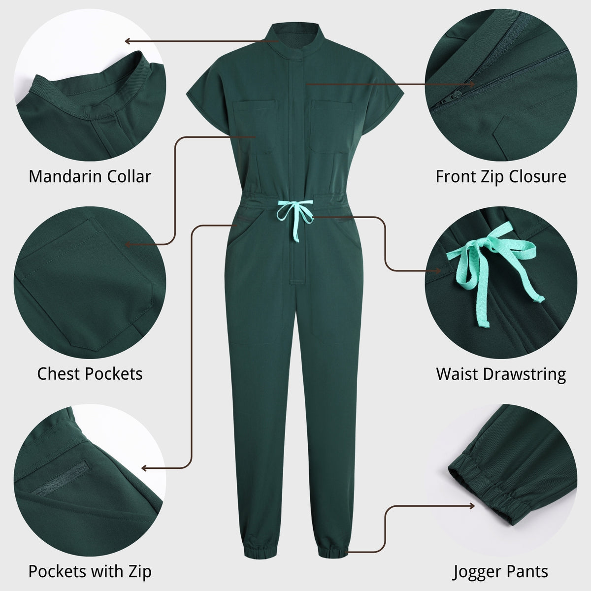 Women's Slim Fit 8-Pocket Jogger Scrub Jumpsuit