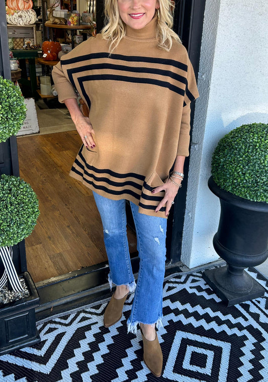 Women's High Collar Striped Sweater(Buy 2 Free Shipping)