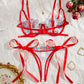 Sexy Flower Embroidered Mesh Lace Gathered Bra Set