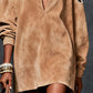 Camel Faux Suede Cold-Shoulder Mini Dress