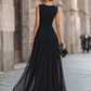 Draped High-Slit Layered Maxi Evening Dress