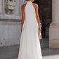 Pleated Halter Neck Flowing Maxi Dress