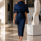 Off-Shoulder Layered Midi Dress