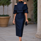 Off-Shoulder Layered Midi Dress