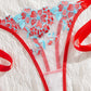 Sexy Flower Embroidered Mesh Lace Gathered Bra Set