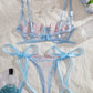 Sexy Flower Embroidered Mesh Lace Gathered Bra Set