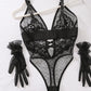 Sexy Polka Dot Lace Stitching Low-Cut Sexy Bodysuit