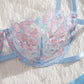 Sexy Flower Embroidered Mesh Lace Gathered Bra Set