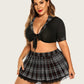 Plus Size Lingerie with Tie Top and Mini Skirt