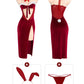 Christmas Bunny Sexy Velvet High-slit Long Lingerie Dress