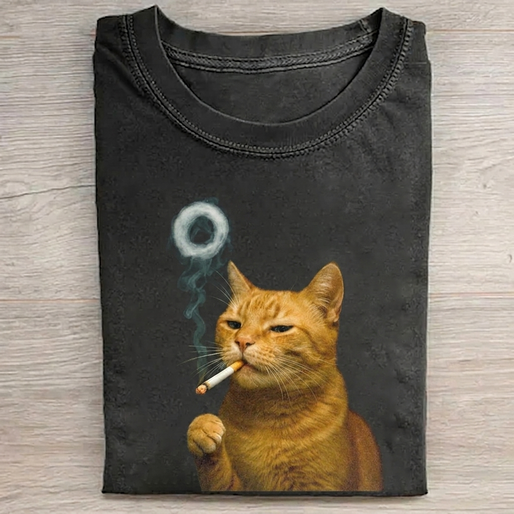 Vintage Smoking Cat T-shirt