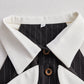 Pinstripe Top With Contrast Collar And Button Front
