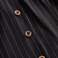 Pinstripe Top With Contrast Collar And Button Front