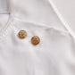 Elegant White Draped Top with Button Detail