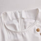 Elegant White Draped Top with Button Detail