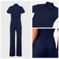 Women's Slim Fit Wide Leg Zip Neck Flex™ Scrub Jumpsuit