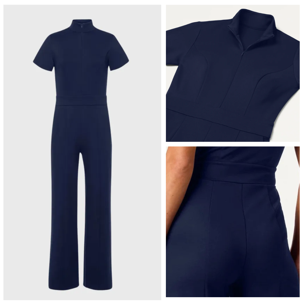 Women's Slim Fit Wide Leg Zip Neck Flex™ Scrub Jumpsuit
