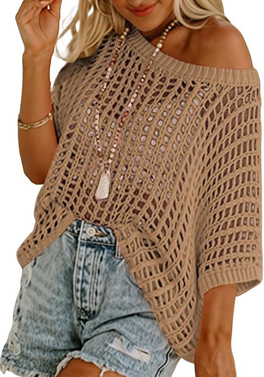 Short Sleeve Casual Crochet Knit Tops（Buy 2 Free Shipping）