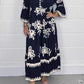 Cream & Black Printed Floaty Maxi Dress