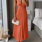 V Neck Cut Out Waist Sleeveless Pleated Maxi Dress(7 Colors Available!)